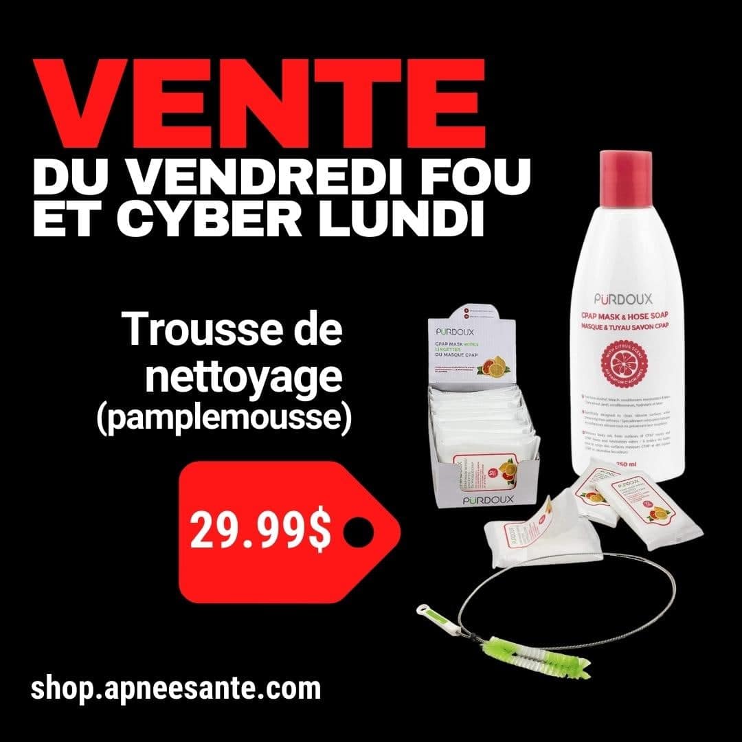 Vente du vendredi fou et cyber lundi - Trousse de nettoyage Masque de CPAP et accessoires - pamplemousse - 29.99$