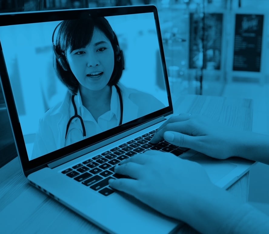 Medical professional speaking to a patient remotely