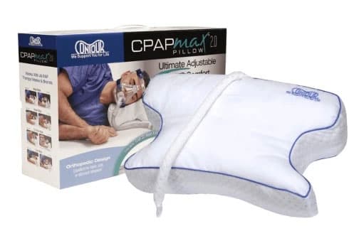 A contour CPAP pillow designed to keep the hose under control
